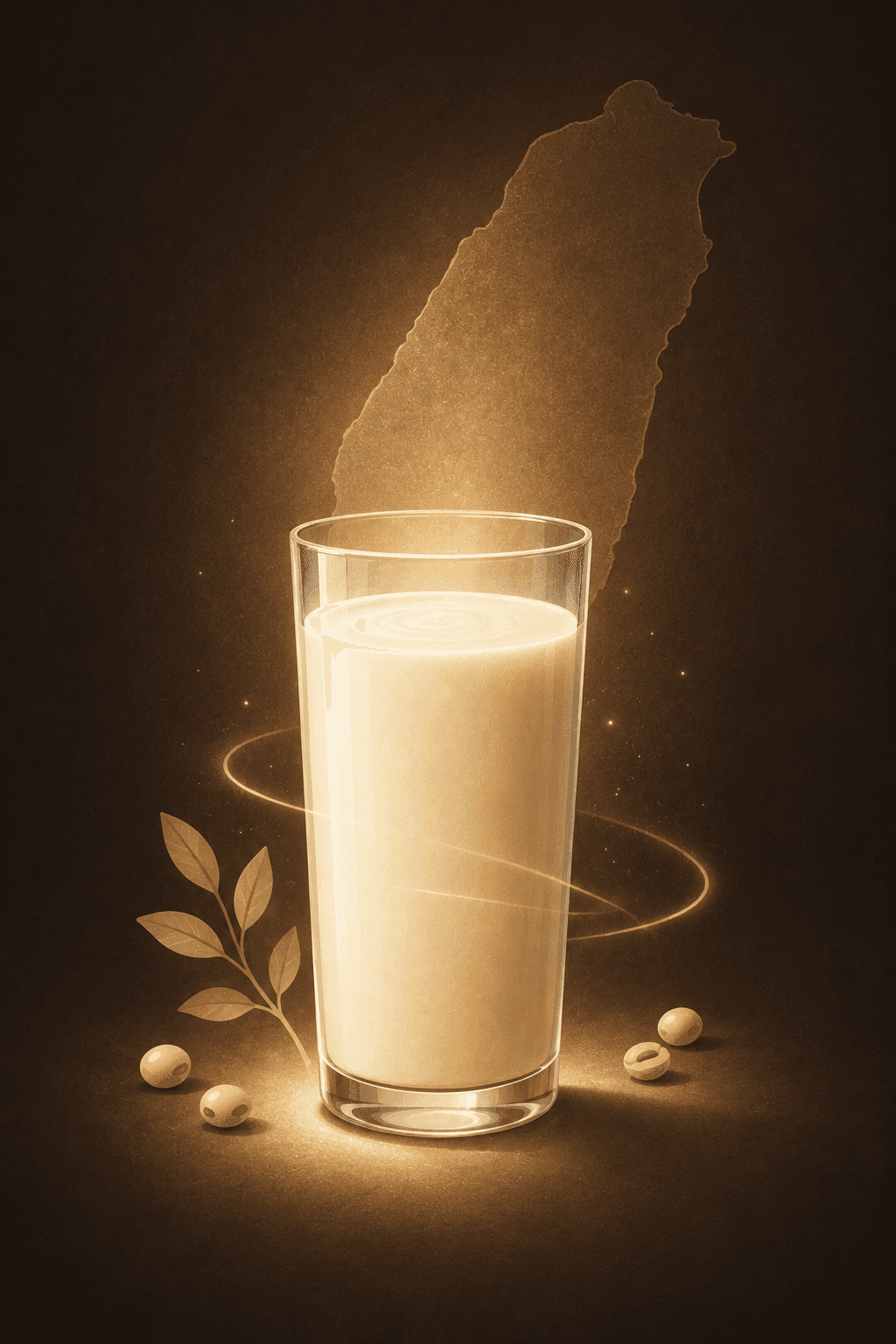 發光的玻璃杯與台灣輪廓,Loopha Milk 解答插畫